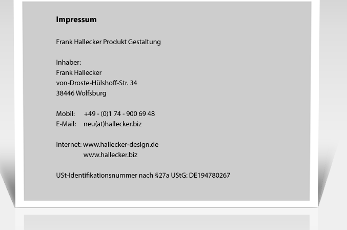 Impressum Hallecker Produkt Gestaltung